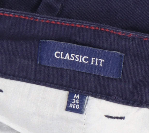 Saxnet Ltd Men's Blue Classic Chino Trousers, M, Cotton