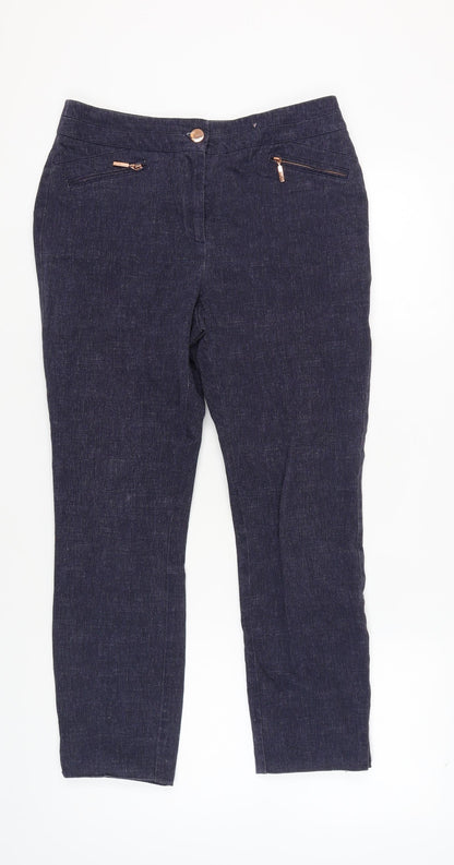 Marks and Spencer Women's Blue Regular Trousers, Size 12