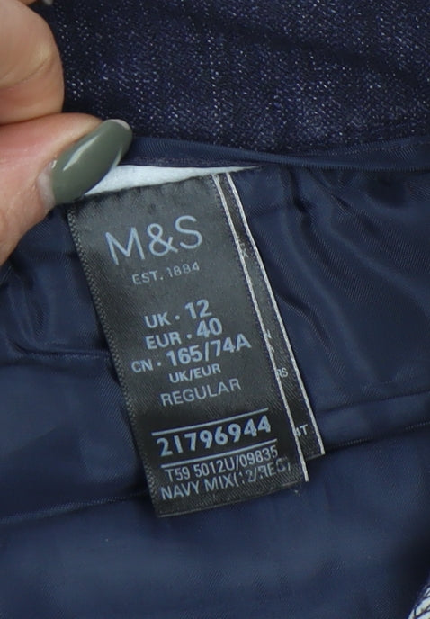 Marks and Spencer Women's Blue Regular Trousers, Size 12