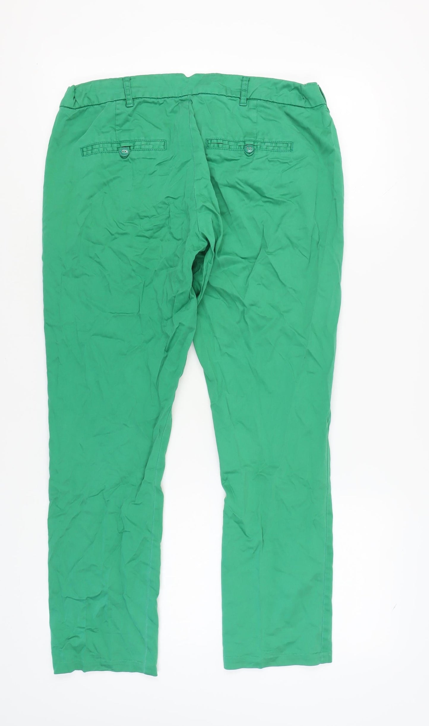 Bifurus Women's Green Trousers, Size 30, Button Pocket