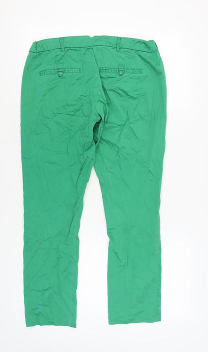 Bifurus Women's Green Trousers, Size 30, Button Pocket