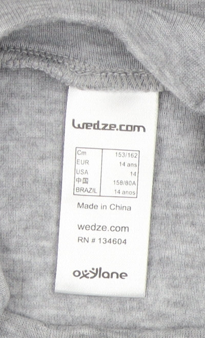 Wedze Teens Grey Long Sleeve T-Shirt Size 14