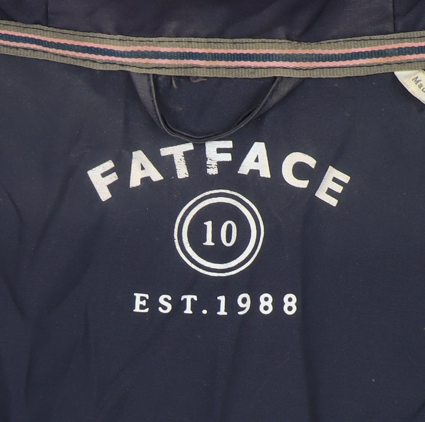 Womens UK Size 10 FatFace Blue Windbreaker Coat