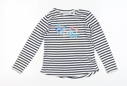 Regatta Girls Blue Striped Long Sleeve Tropical T-Shirt, Size 9-10