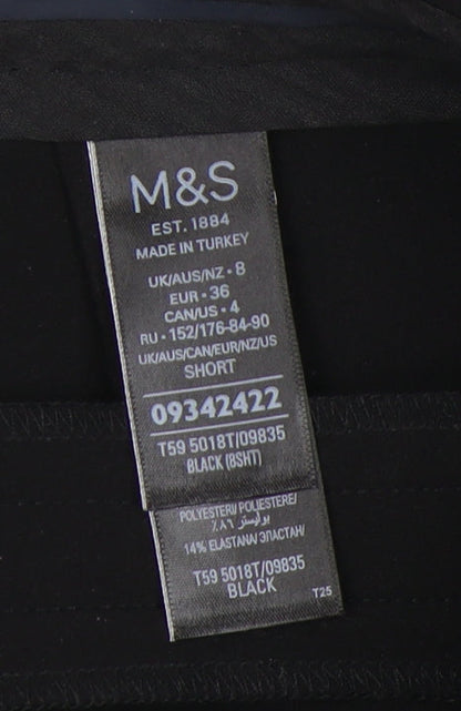 Womens UK Size 8 Marks and Spencer Regular Fit Casual Black Trousers