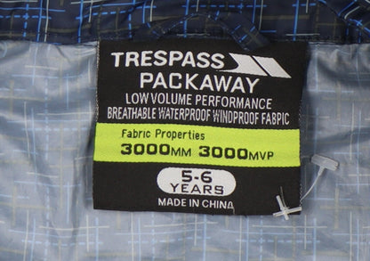 Trespass Boys Blue Rain Coat 5-6 Years Waterproof Windproof