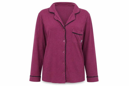DKNY Women's Purple Pyjama Top, Size M, Long Sleeve, Cotton