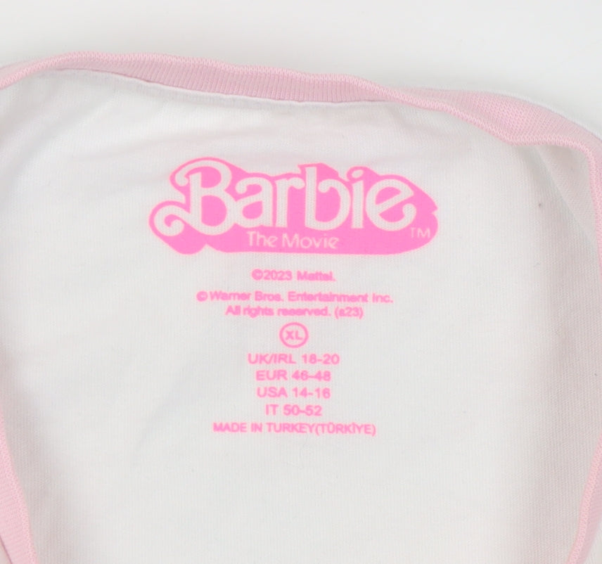Barbie Women’s White Ringer T-Shirt Size XL
