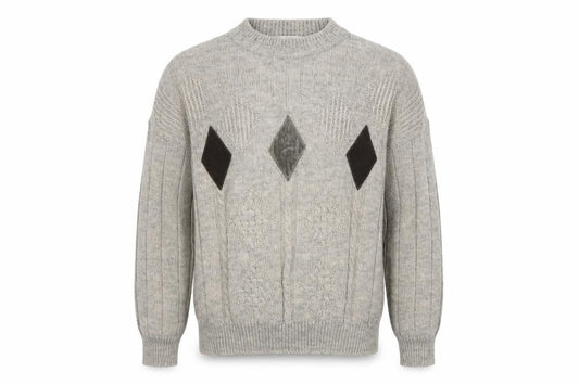 St. Michael Men's Beige Diamond Pullover Jumper, M