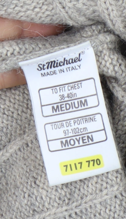 St. Michael Men's Beige Diamond Pullover Jumper, M