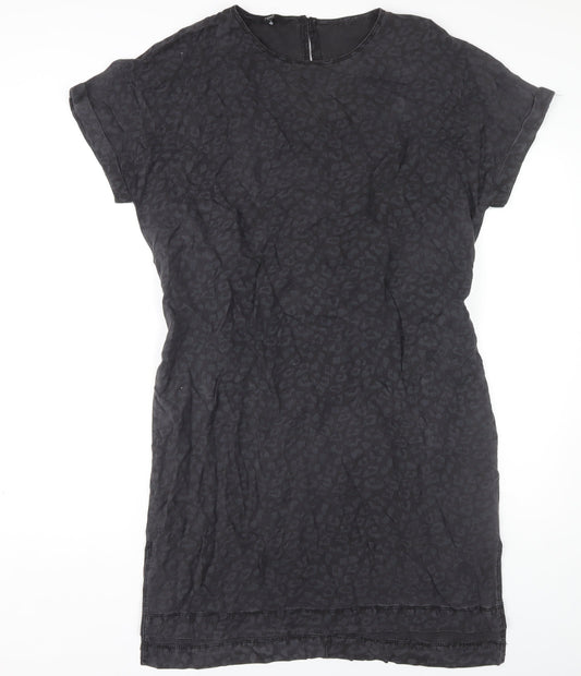 Next Women's Black Animal Print Belted Dress Size 14