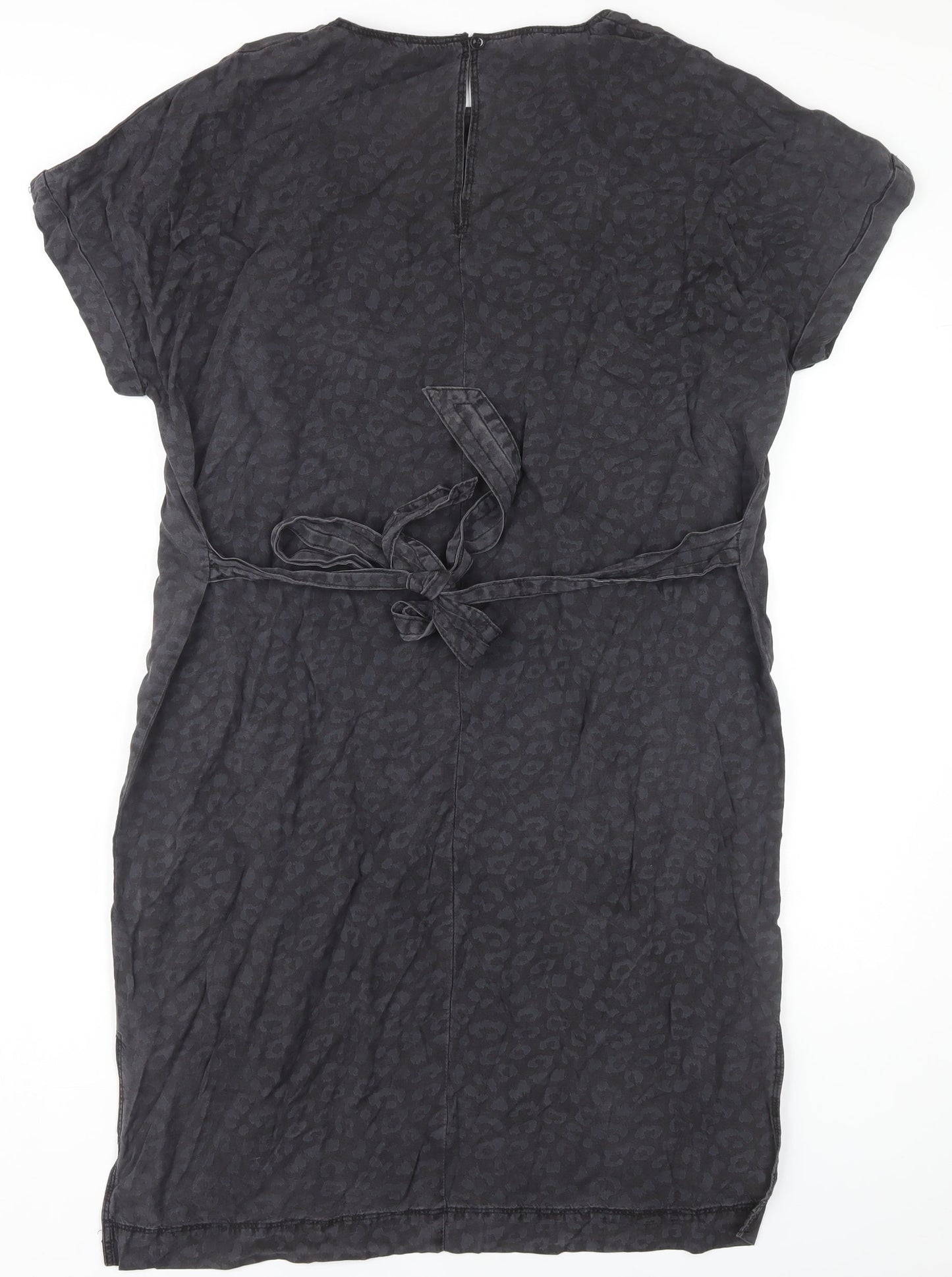 Next Women's Black Animal Print Belted Dress Size 14