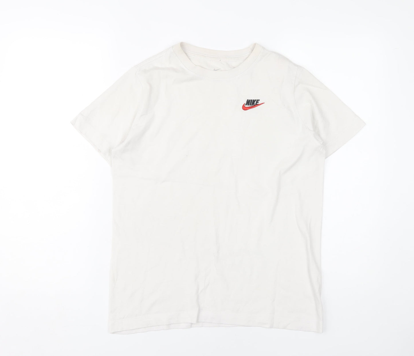 Nike Unisex White Basic T-Shirt S, Crew Neck, Breathable