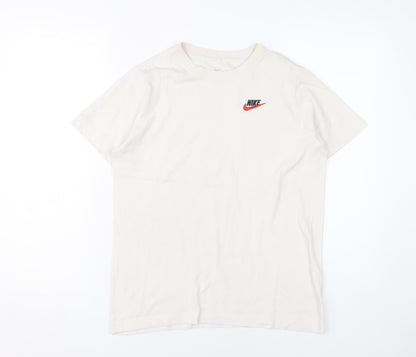 Nike Unisex White Basic T-Shirt S, Crew Neck, Breathable