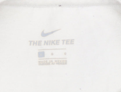 Nike Unisex White Basic T-Shirt S, Crew Neck, Breathable