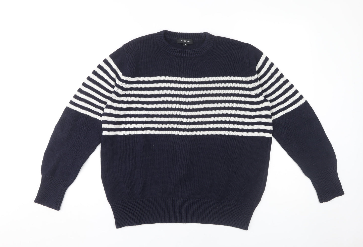 Autograph Women Blue Striped Pullover Jumper Size 14