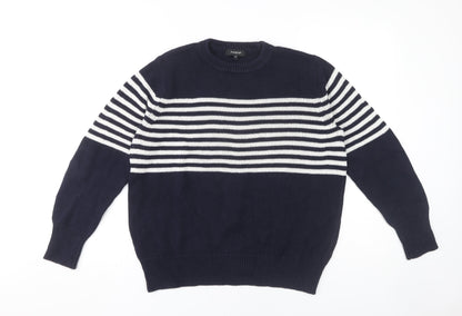 Autograph Women Blue Striped Pullover Jumper Size 14