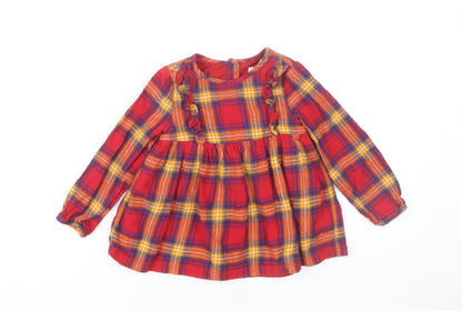 Tahari Girls Red Plaid A-Line Dress, 2-3 Years
