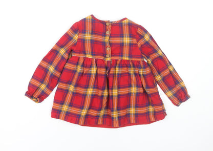 Tahari Girls Red Plaid A-Line Dress, 2-3 Years