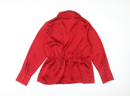 Womens UK Size 14 Marks and Spencer Red Wrap Blouse