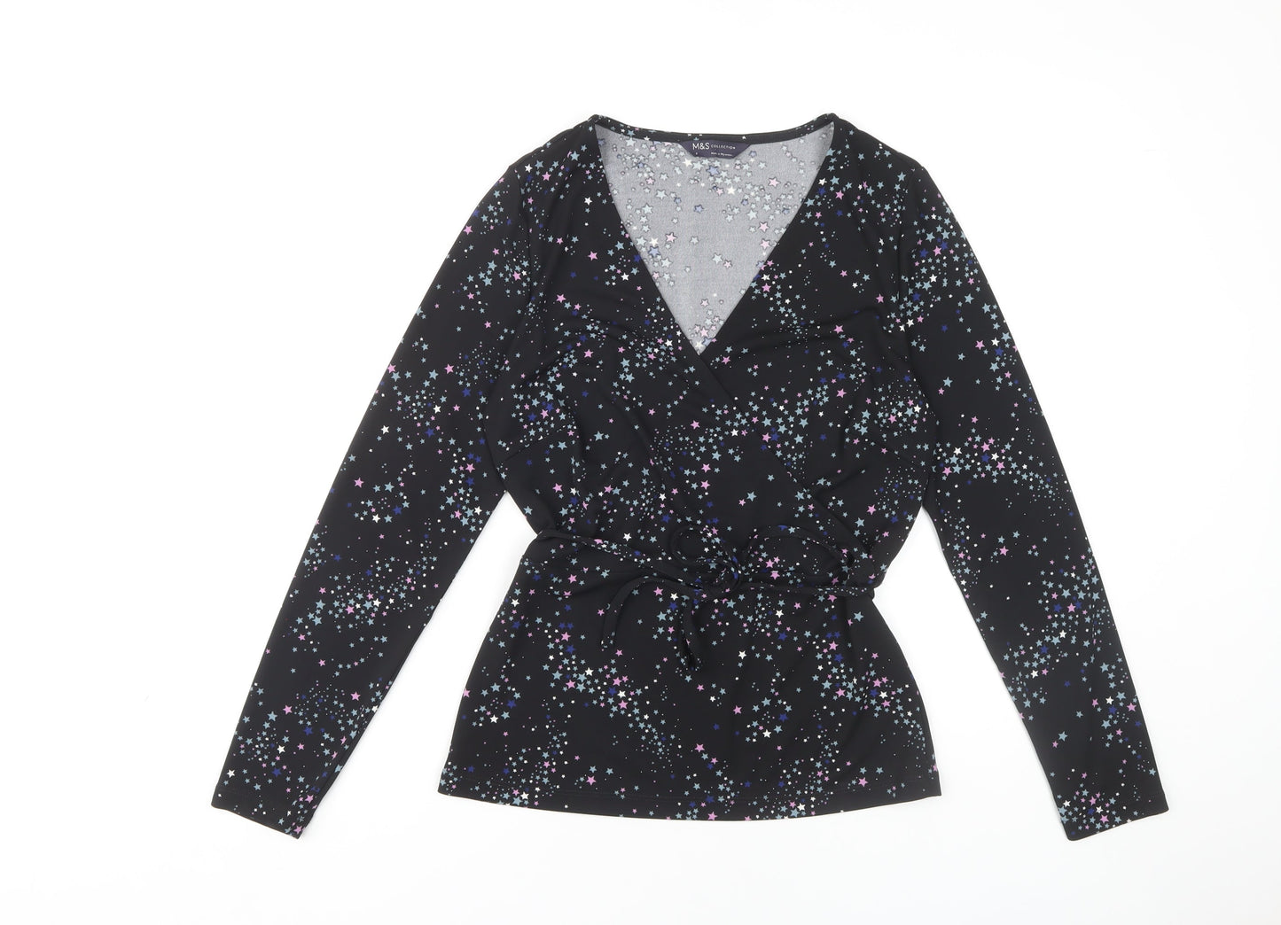 Womens UK Size 8 Marks and Spencer Black Wrap Blouse