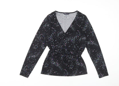 Womens UK Size 8 Marks and Spencer Black Wrap Blouse