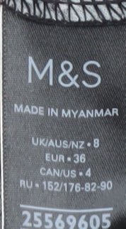Womens UK Size 8 Marks and Spencer Black Wrap Blouse