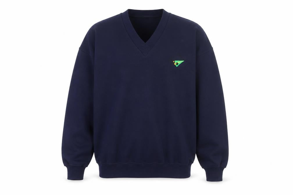 Whytes Men's Blue V-Neck Logo Sweatshirt M