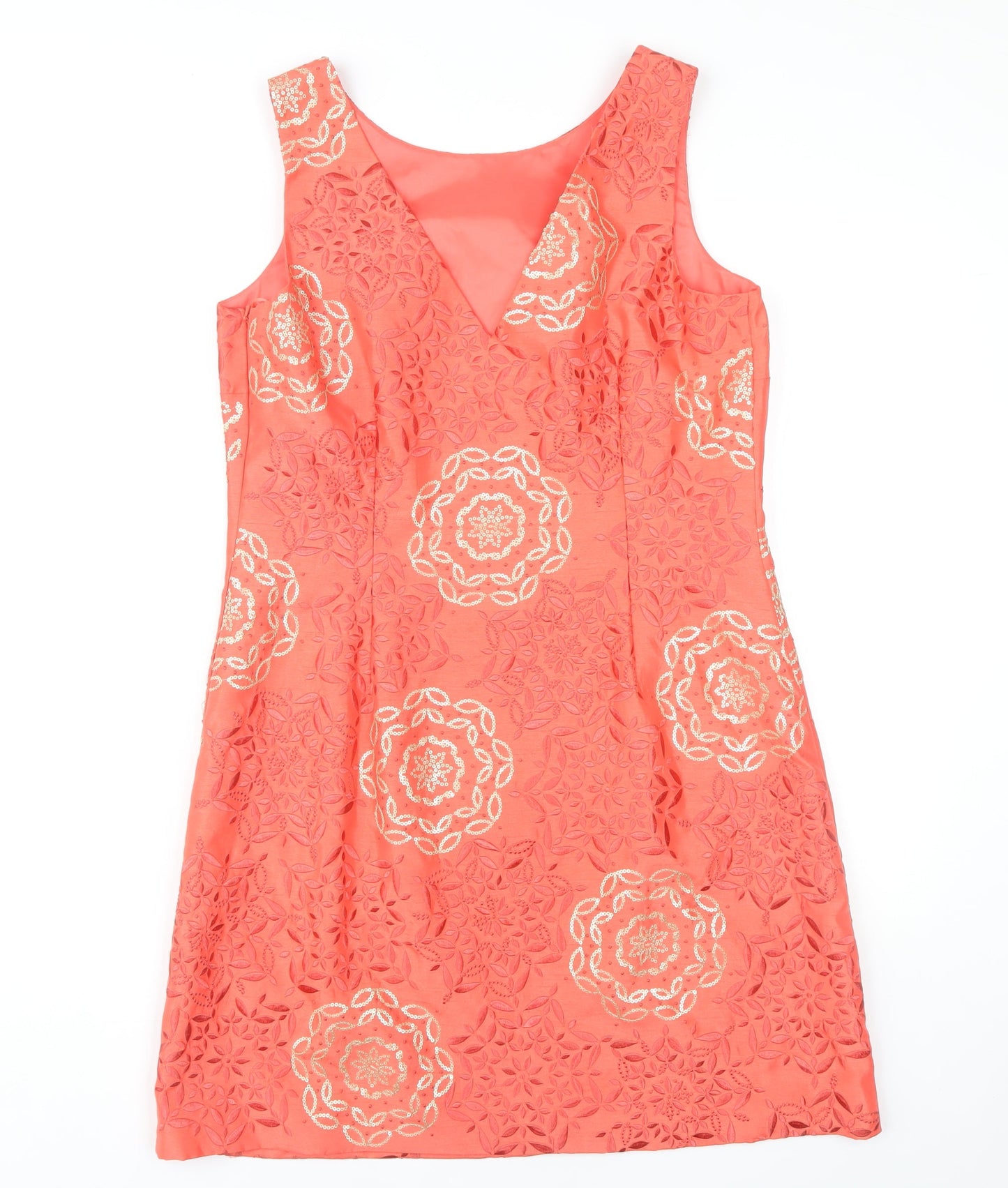 Monsoon Pink Floral Sequin Sleeveless Dress, Size 14