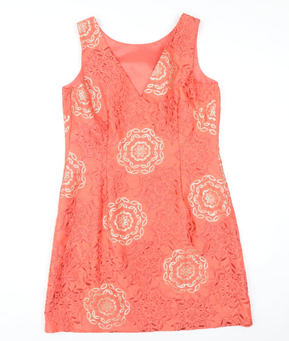 Monsoon Pink Floral Sequin Sleeveless Dress, Size 14