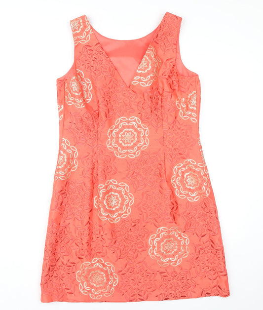 Monsoon Pink Floral Sequin Sleeveless Dress, Size 14