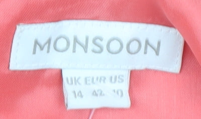 Monsoon Pink Floral Sequin Sleeveless Dress, Size 14