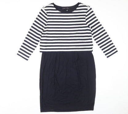 Marks and Spencer Women's 3/4 Sleeve Striped Dress, Size 12