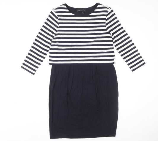 Marks and Spencer Women's 3/4 Sleeve Striped Dress, Size 12