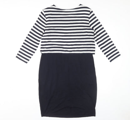 Marks and Spencer Women's 3/4 Sleeve Striped Dress, Size 12