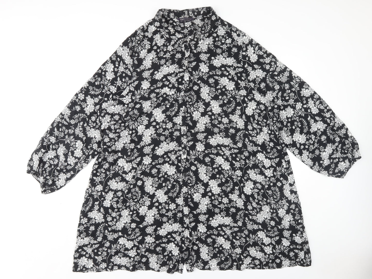 Marks and Spencer Women Black Floral Dress Size 24