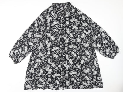 Marks and Spencer Women Black Floral Dress Size 24