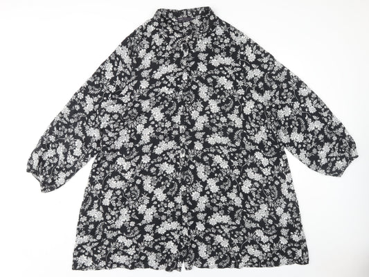 Marks and Spencer Women Black Floral Dress Size 24