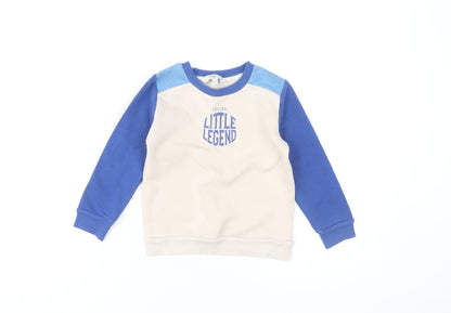 Urban Rascals Boys Beige Blue Sweatshirt 2 Years Pullover