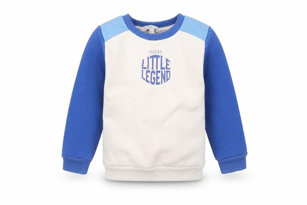 Front view of Urban Rascals boys’ beige blue sweatshirt 2 years pullover