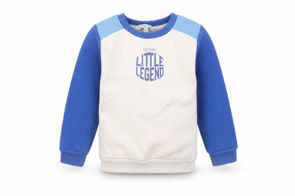 Front view of Urban Rascals boys’ beige blue sweatshirt 2 years pullover