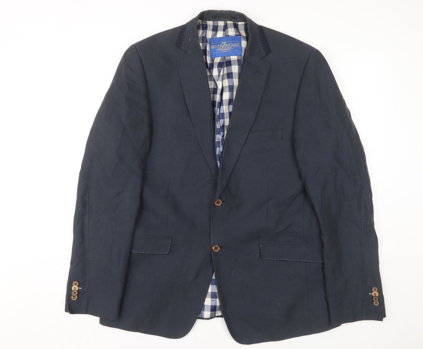 Seven Square Men's Blue Blazer Size UK 40, Notch Lapel