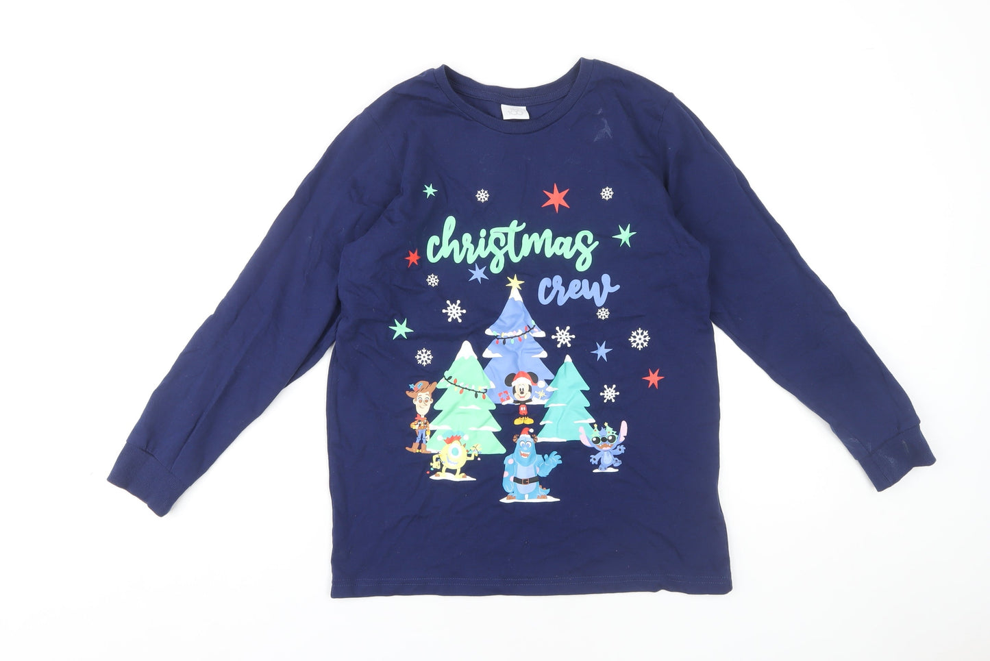 Disney Boys Blue Christmas Crew T-Shirt, Size 13 Years