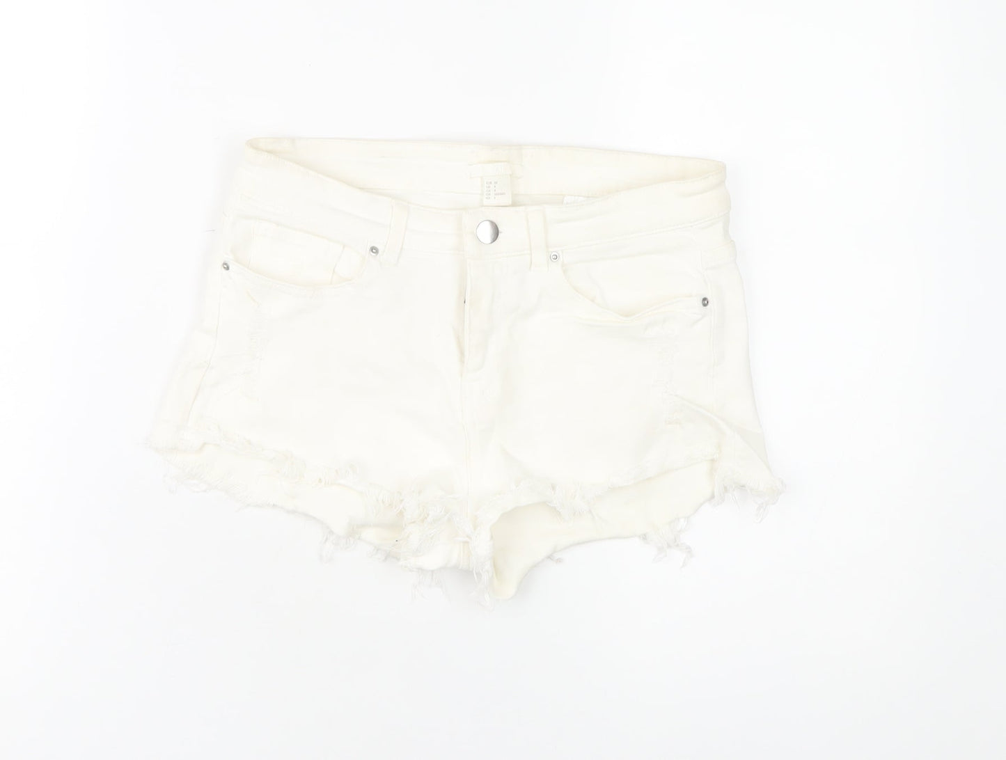 H&M Women's White Cut-Off Denim Shorts Size 6