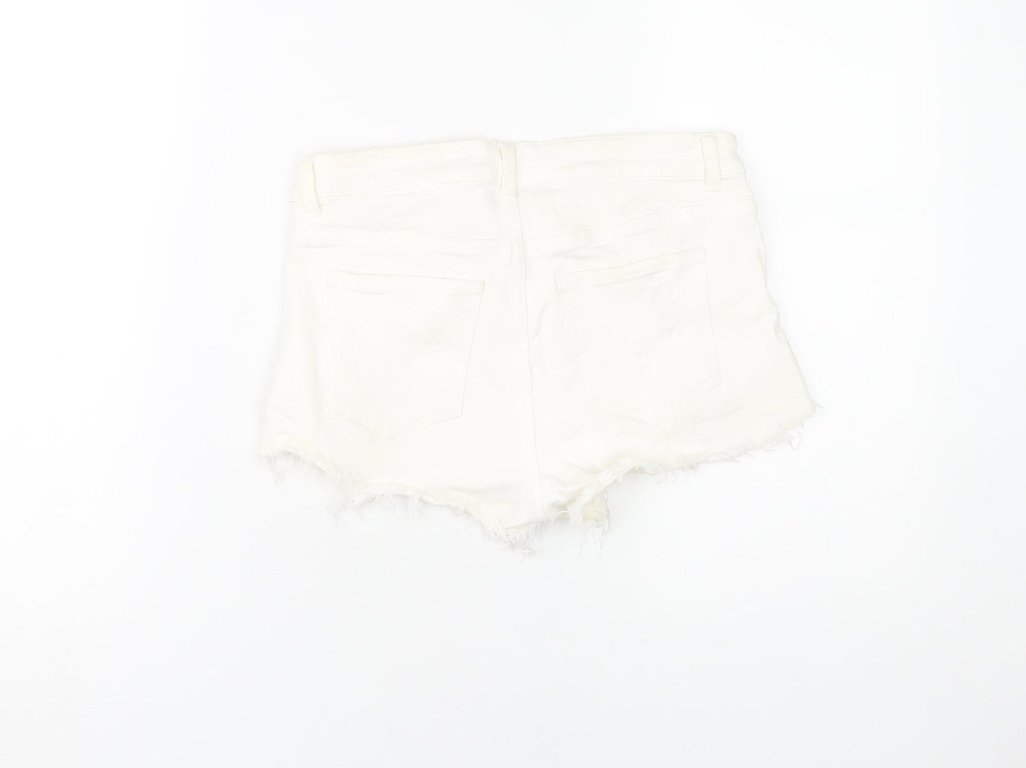 H&M Women's White Cut-Off Denim Shorts Size 6