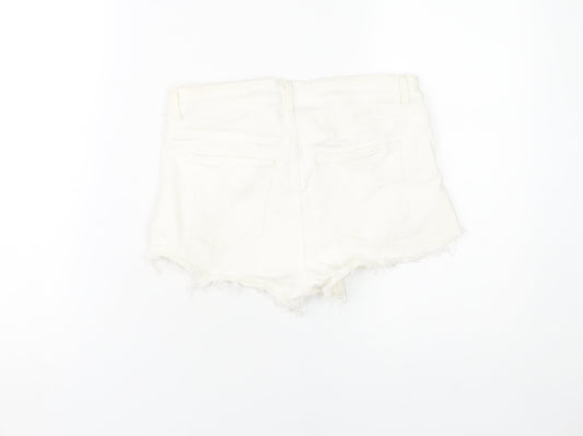 H&M Women's White Cut-Off Denim Shorts Size 6
