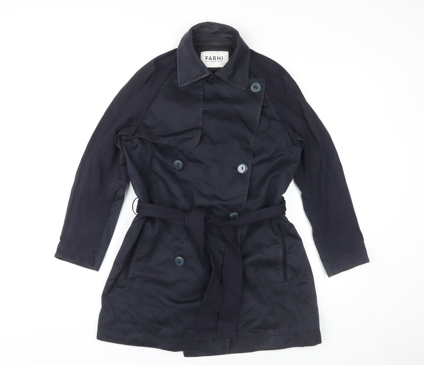 Farhi by Nicole Farhi Women's Blue Trench Coat Size 8