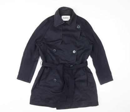 Farhi by Nicole Farhi Women's Blue Trench Coat Size 8