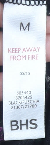 BHS Women's Black Floral Viscose Dress M Casual