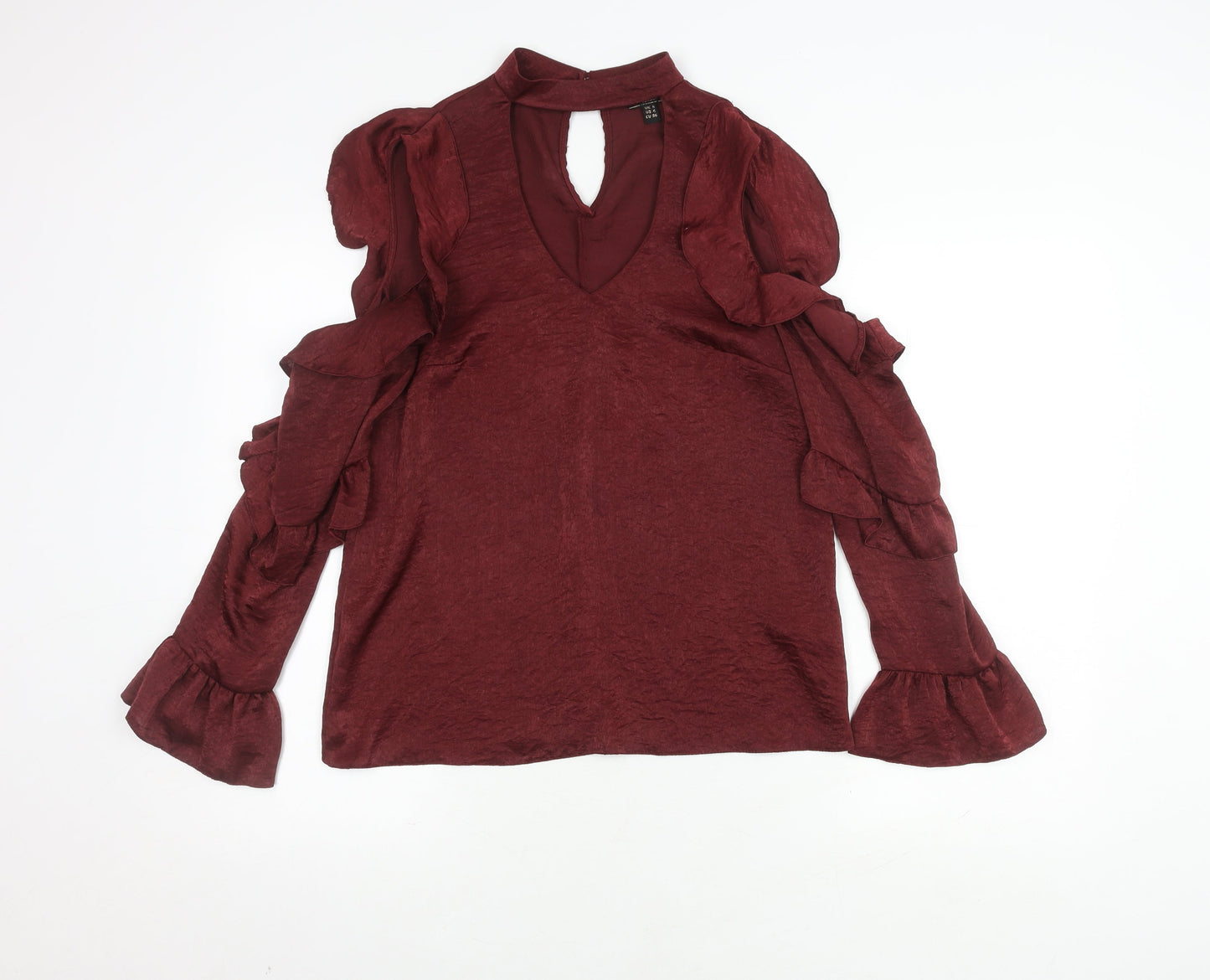 Womens UK Size 8 Lipsy Red Wrap Blouse